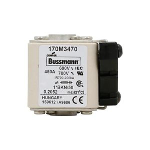 Fuse-link, high speed, 450 A, AC 690 V, compact size 1, aR, IEC, UL, single indicator image 6