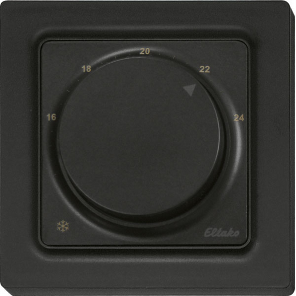 Wireless temperature controller 55x55mm with hand wheel and battery in E-Design55, anthracite mat image 1