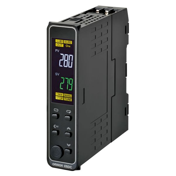 Temp. controller, PRO, DIN Rail 22,5mm, Uni. I/P,1 x Rel. OUT,2 AUX,RS image 3