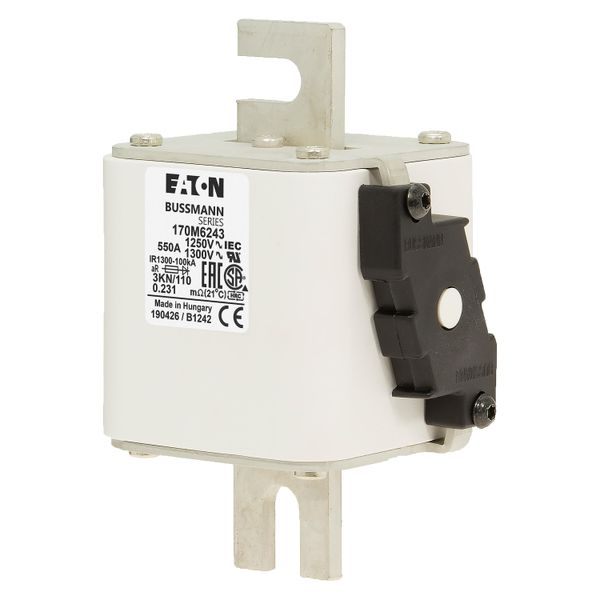 Fuse-link, high speed, 550 A, AC 1250 V, size 3, 76 x 92 x 139 mm, aR, DIN, IEC, single indicator image 8