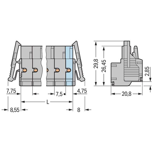 2-conductor female connector Push-in CAGE CLAMP® 2.5 mm² gray image 2