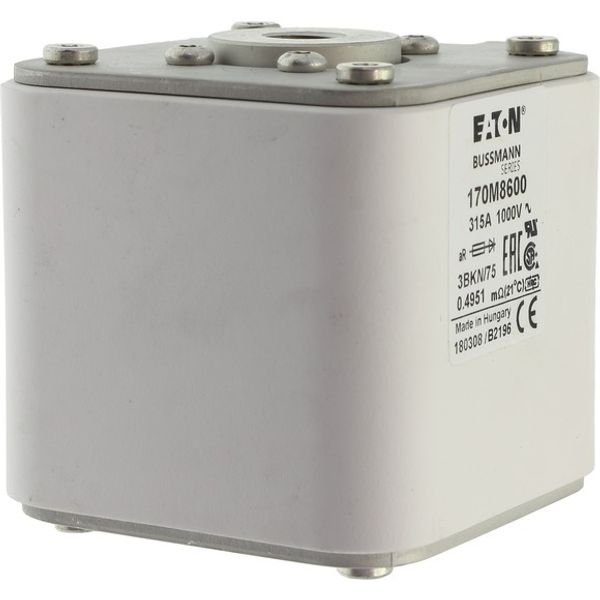 Fuse-link, high speed, 315 A, AC 1000 V, size 3, 74 x 92 x 76 mm, aR, IEC, UL, single indicator image 4