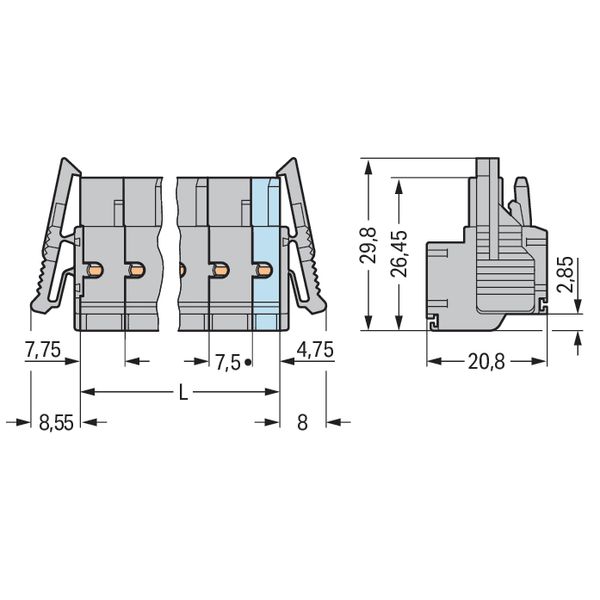 2-conductor female connector Push-in CAGE CLAMP® 2.5 mm² gray image 4