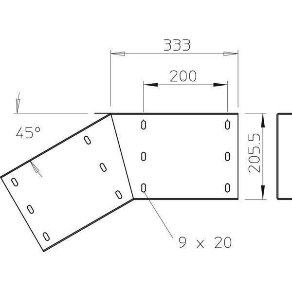 WRWV 200 V FT 45° vertical angle connector for wide span cable ladder 200 200x500 image 2