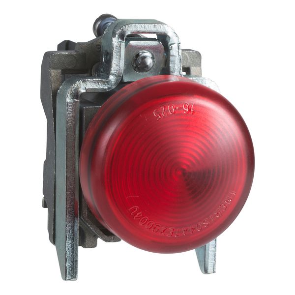 Harmony XB4, Pilot light, metal, red, Ø22, plain lens with integral LED, 230...240 VAC image 1