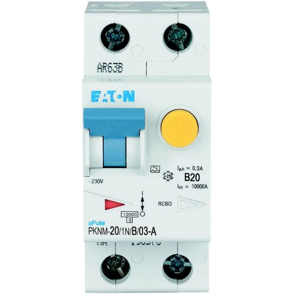 RCD/MCB combination, 20 A, 300 mA, MCB trip characteristic: B, 1p+N, RCD trip characteristic: A image 22