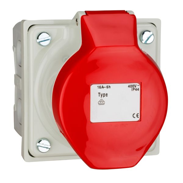 CEE-Panel-mounted socket outlet, 5-pole, 16A, 400V, IP44 image 1