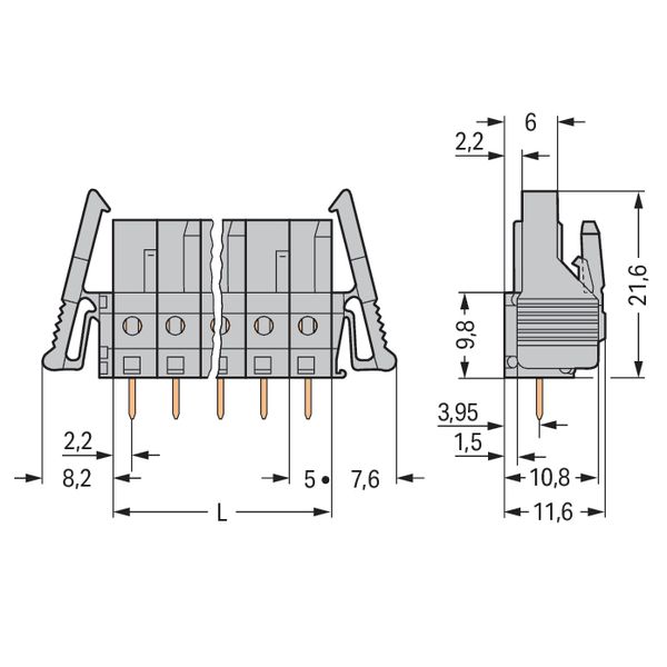 THT female header straight Pin spacing 5 mm gray image 5