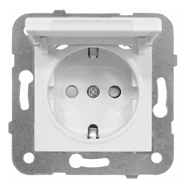 Socket outlet, flap cover, cage clamps, white image 1
