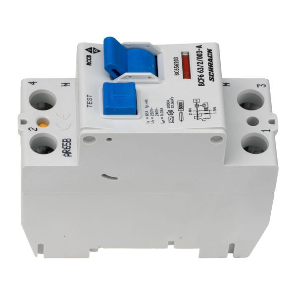Residual current circuit breaker 63A, 2-p, 30mA,type A,6kA image 1