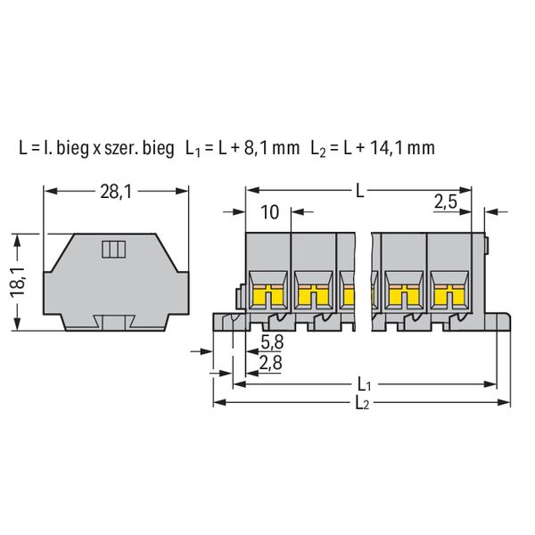 4-conductor terminal strip without push-buttons with fixing flanges gr image 3