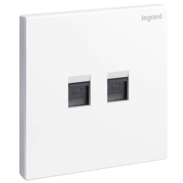 Galion - 1 gang double RJ11 telephone socket outlet - White image 1