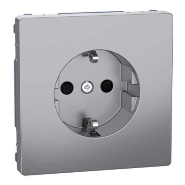 SCHUKO socket-outlet, shutter, screwl. term., stainless steel, System Design image 2