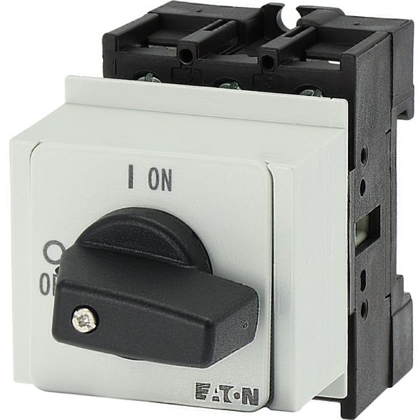 On-Off switch, P1, 32 A, service distribution board mounting, 3 pole + N, with black thumb grip and front plate image 2
