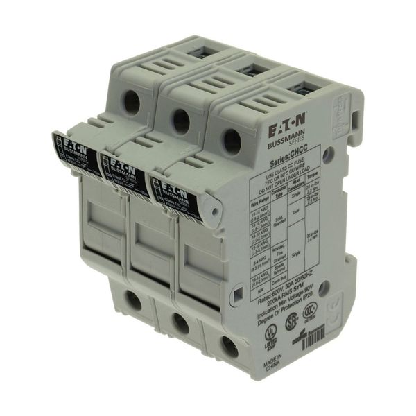 Fuse-holder, LV, 30 A, AC 600 V, 10 x 38 mm, CC, 3P, UL, DIN rail mount image 8