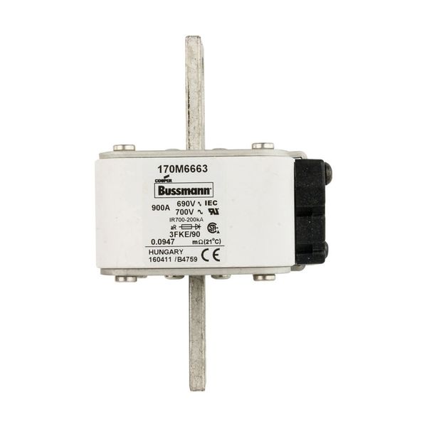 Fuse-link, high speed, 900 A, AC 690 V, size 3, 76 x 92 x 135 mm, aR, IEC, UL, single indicator image 6