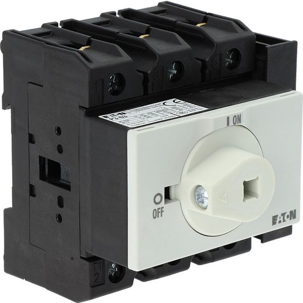 Main switch, P3, 63 A, rear mounting, 3 pole, 1 N/O, 1 N/C, STOP function, with black rotary handle and lock ring (K series), Lockable in the 0 (Off) image 18