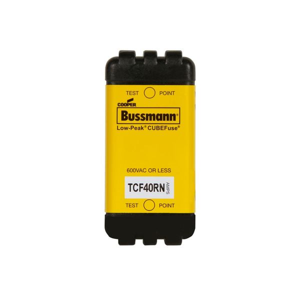 Eaton Bussmann series TCF fuse, Finger safe, 600 Vac/300 Vdc, 40A, 300 kAIC at 600 Vac, 100 kAIC at 300 Vdc, Non-Indicating, Time delay, inrush current withstand, Class CF, CUBEFuse, Glass filled PES image 2