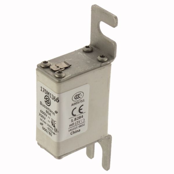 Fuse-link, high speed, 80 A, AC 690 V, DIN 000, 21 x 40 x 100 mm, aR, DIN, IEC, single indicator image 4