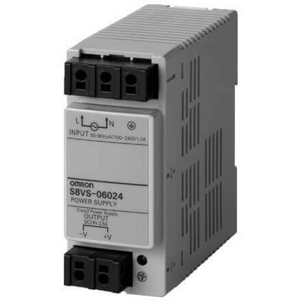 Power supply, 60 W, 100-240 VAC input, 24 VDC, 2.5 A output, DIN rail image 1