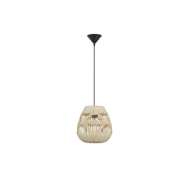 Natural Rattan  Black Fabric Wire & Base   LED E27 1x12 Watt 230 Volt   IP20 Bulb Excluded  D: 27 H  1: 26.5 H  2: 180 cm Adjustable height image 1