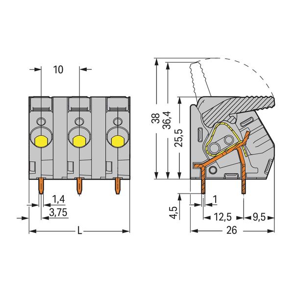 PCB terminal block lever 6 mm² light gray image 3