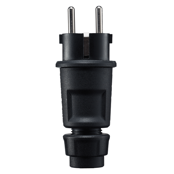 SCHUKO plug, black, Elamid high performance plastic, 2 earthing systems, IP44 image 1
