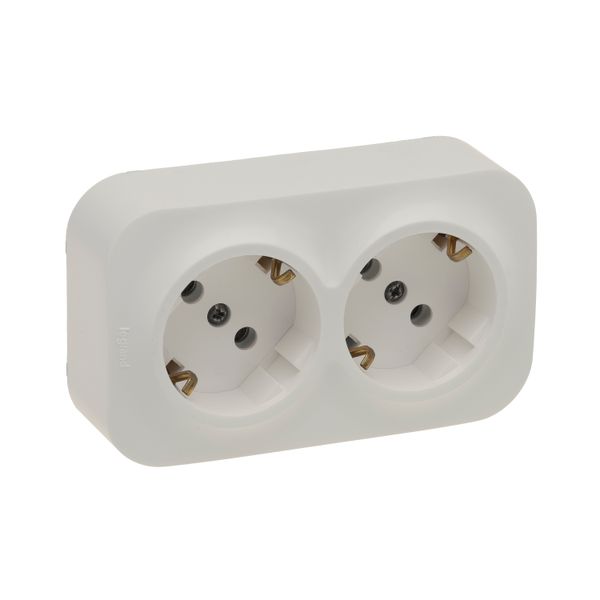 2X2P+E SCHUKO 16A PREWIRED SOCKET WITHOUT SHUTTERS IVORY image 1