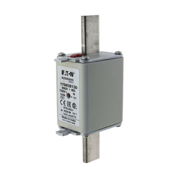 Fuse-link, high speed, 125 A, AC 690 V, DIN 1, aR, DIN, IEC, dual indicator, live gripping lugs image 7