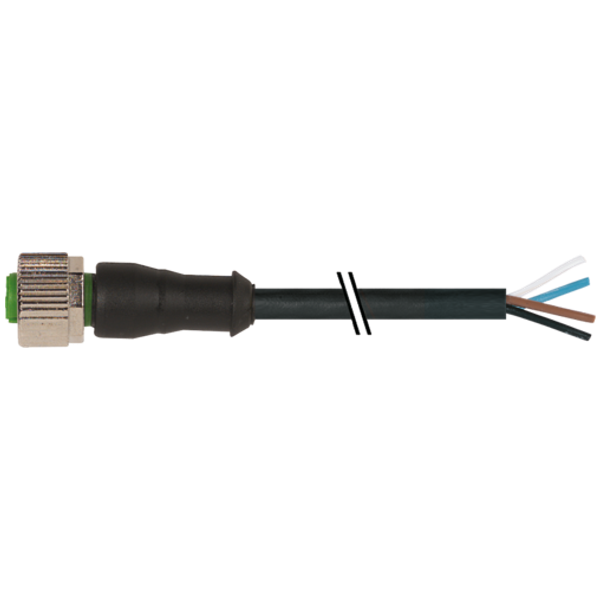 M12 female 0° A-cod. with cable PUR 4x0.34 bk UL/CSA 1m image 1