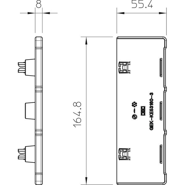 GEK-KE53160-3 End piece for GEK-K53160-3, 3-compart. 53x160mm image 2