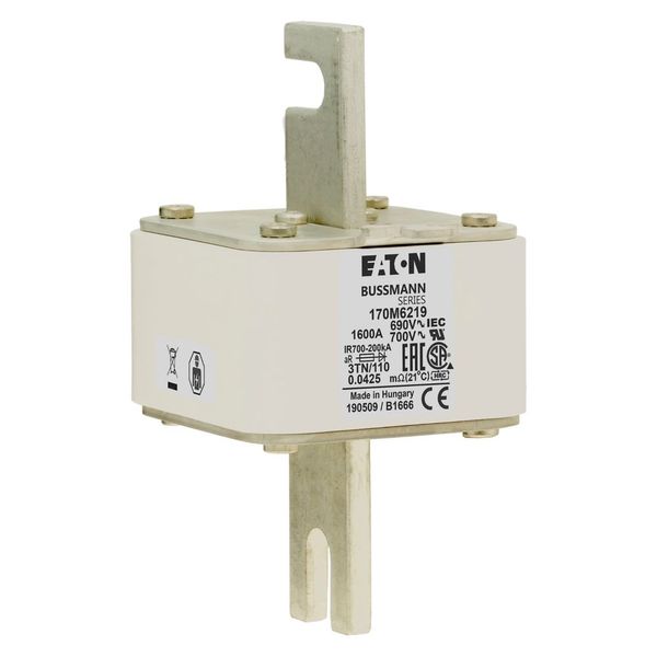 Fuse-link, high speed, 1600 A, AC 690 V, DIN 3, 76 x 90 x 139 mm, aR, DIN, IEC, type T indicator image 19