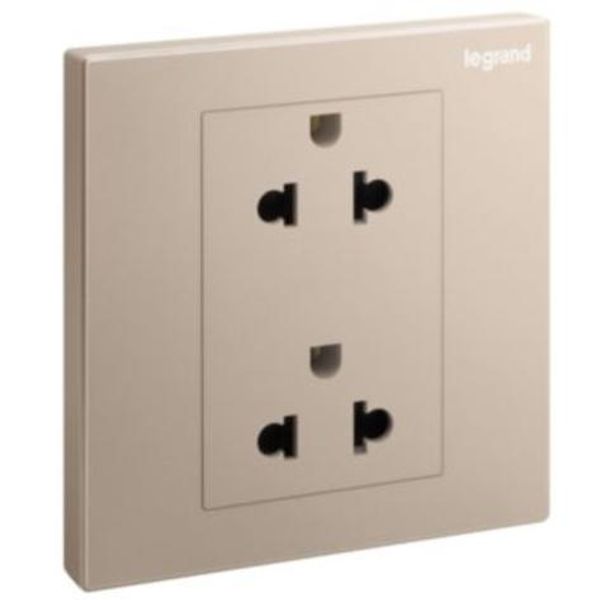 Galion 2 gang EURO/US socket outlet - 16A - 2 Poles with earth - rose gold image 1