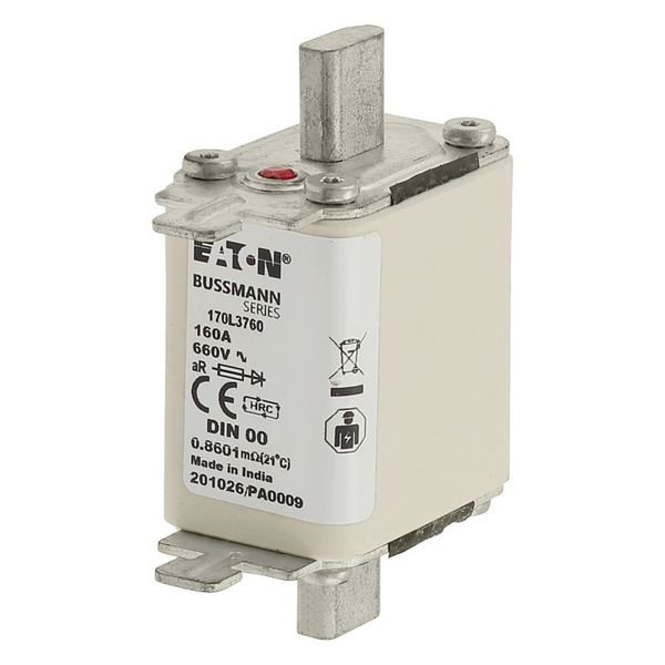 Fuse-link, high speed, 160 A, AC 660 V, DIN 00, 30 x 60 x 78 mm, aR, DIN, IEC, single indicator image 6