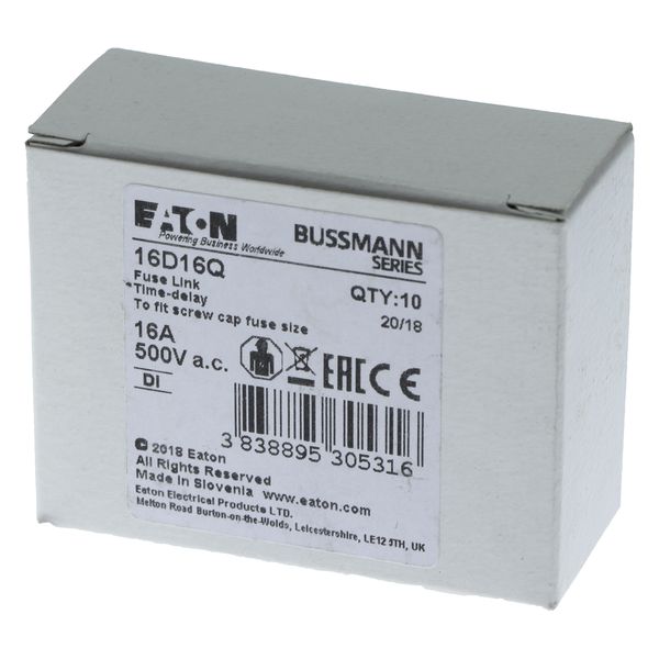 Fuse-link, LV, 16 A, AC 500 V, D1, gR, IEC, fast acting image 12