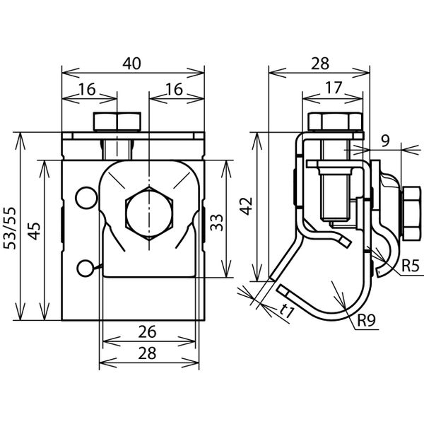 Gutter clamp Al f. bead 16-22mm with clamping frame f. Rd 8-10mm image 2