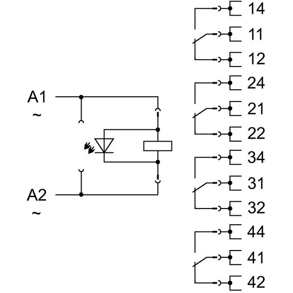 Relay module Nominal input voltage: 24 VAC 4 changeover contacts image 3