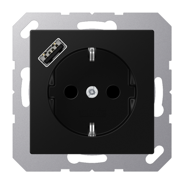 SCHUKO socket with USB charger A1520-18ASWM image 1