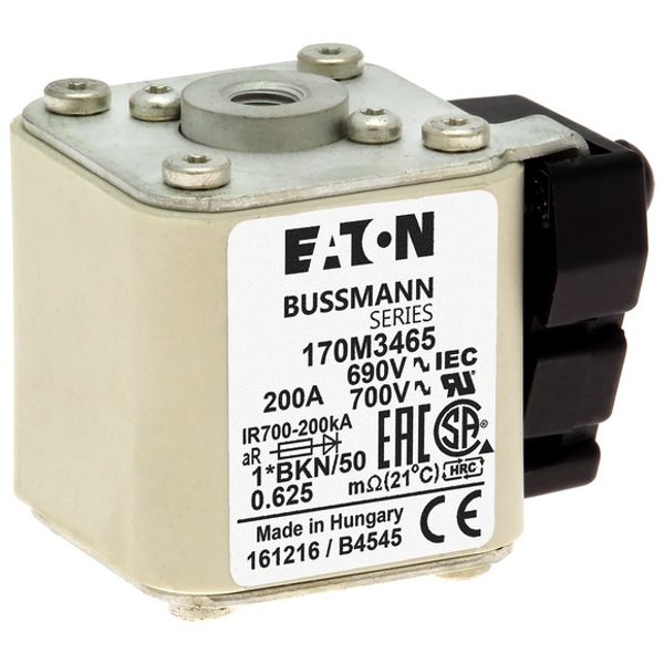 Fuse-link, high speed, 200 A, AC 690 V, compact size 1, aR, IEC, UL, single indicator image 6