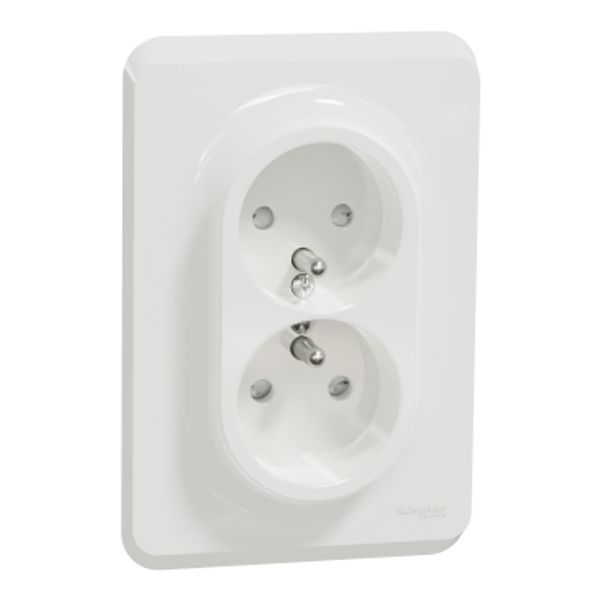 Double socket French 2P+E 16A screw image 1