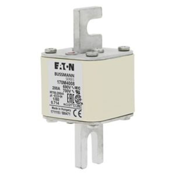 Fuse-link, high speed, 200 A, AC 690 V, DIN 1, 53 x 53 x 108 mm, aR, DIN, IEC, single indicator image 5