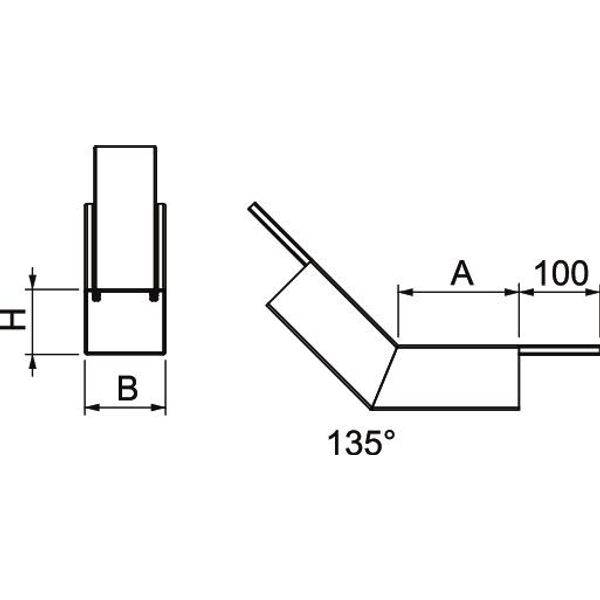 PLM BR 0810 FS Bend 45°, rising with fire protection mesh 435x100x257 image 2