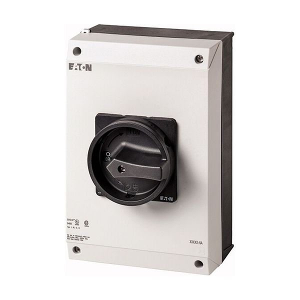 Main switch, P3, 63 A, surface mounting, 3 pole, 1 N/O, 1 N/C, STOP function, With black rotary handle and locking ring, UL/CSA image 5