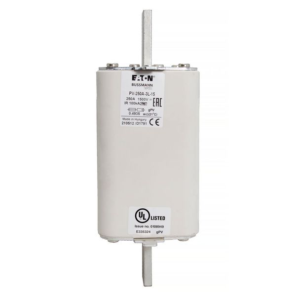 Fuse-link, high speed, 250 A, DC 1500 V, 3L, 75 x 205 mm, gPV, IEC, UL, with indicator image 16