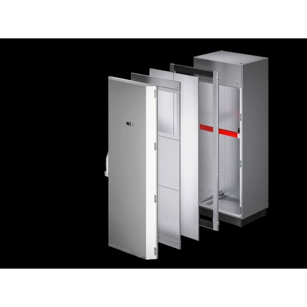 Sheet steel door, one-piece, vented for VX IT, 600x2000 mm, RAL 7035 image 1
