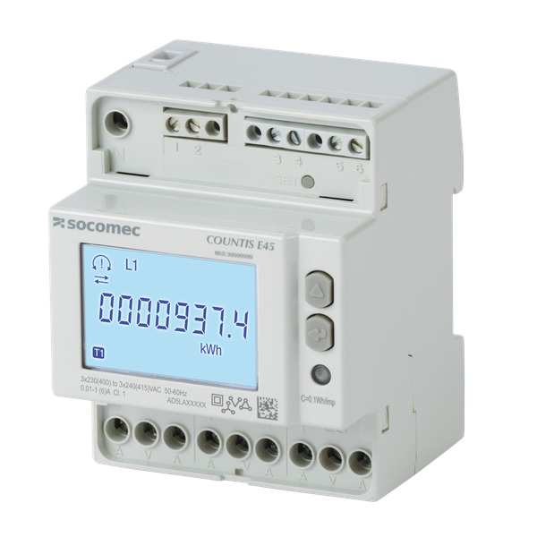 Active-energy meter COUNTIS E45 via CT dual tariff + pulse + M-BUS com image 1