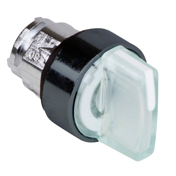 Head for illuminated selector switch, Harmony XB5, XB4, white Ø22 mm 3 position spring return image 1