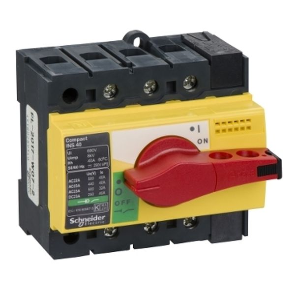 switch disconnector, Compact INS40 , 40 A, with red rotary handle and yellow front, 3 poles image 2