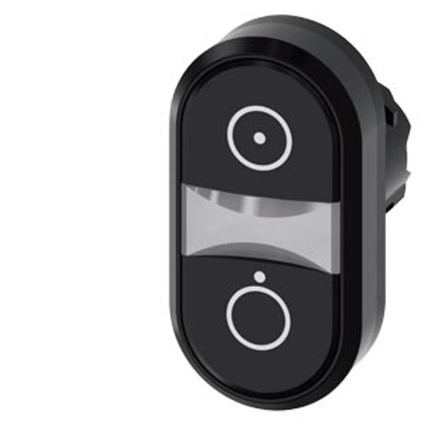 Twin pushbutton, 22 mm, round, plastic, Black: Symbol 5264 IEC 60417, Black: Symbol 5265 IEC 60417, pushbuttons, flat, horizontal installation, Z=50-unit packaging image 1