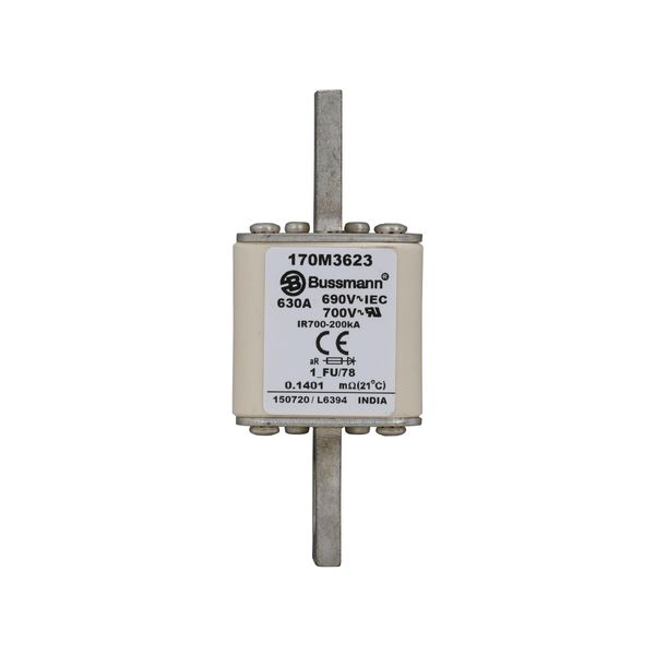 Fuse-link, high speed, 630 A, AC 690 V, compact size 1, 45 x 45 x 110 mm, aR, IEC, UL image 6